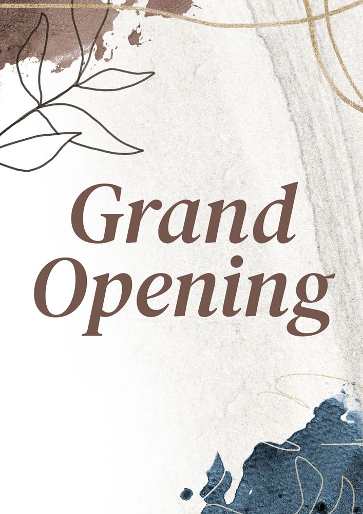 Grand opening poster template, editable text and design