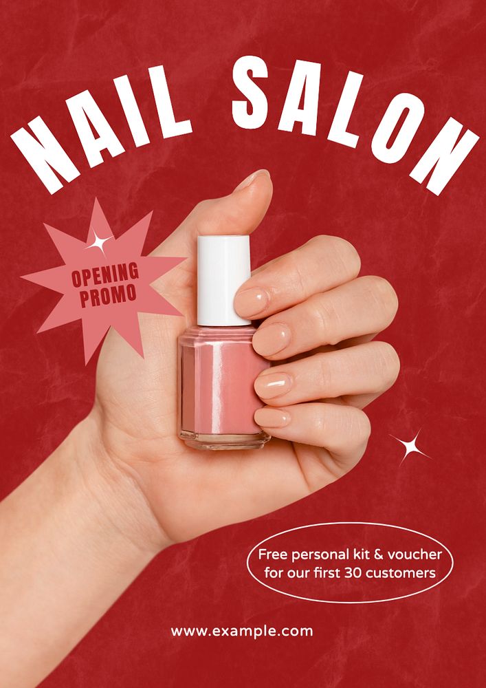 Nail salon  poster template, editable text and design