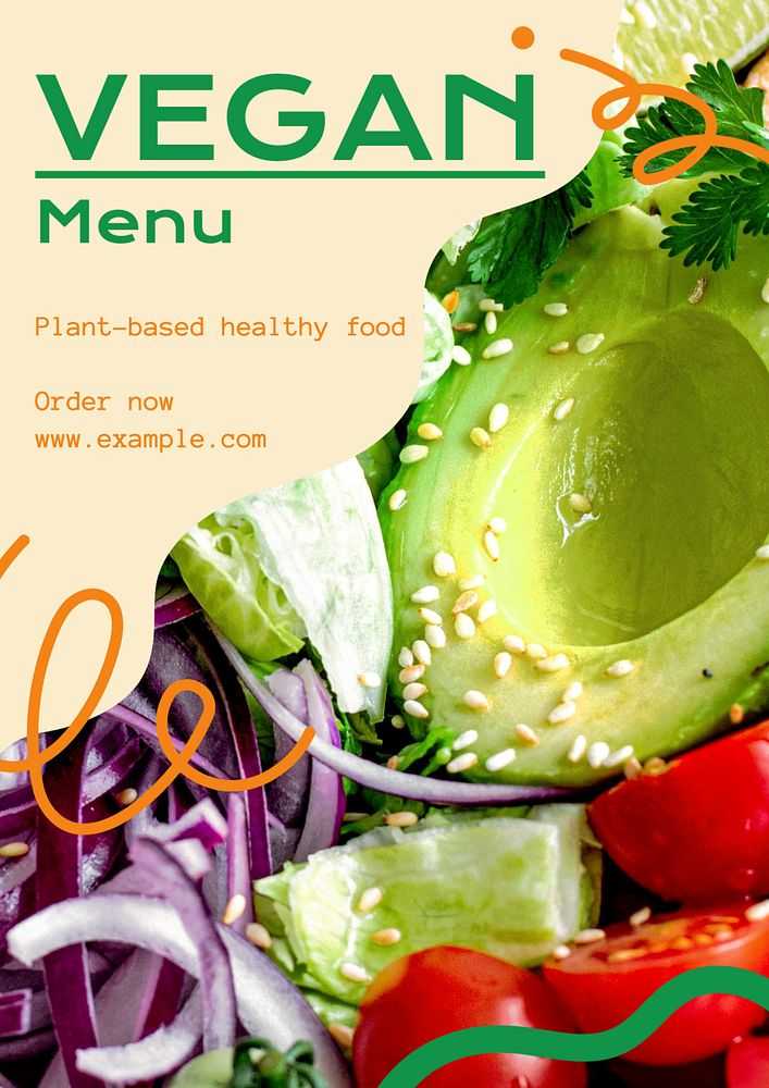 Vegan menu  poster template, editable text and design