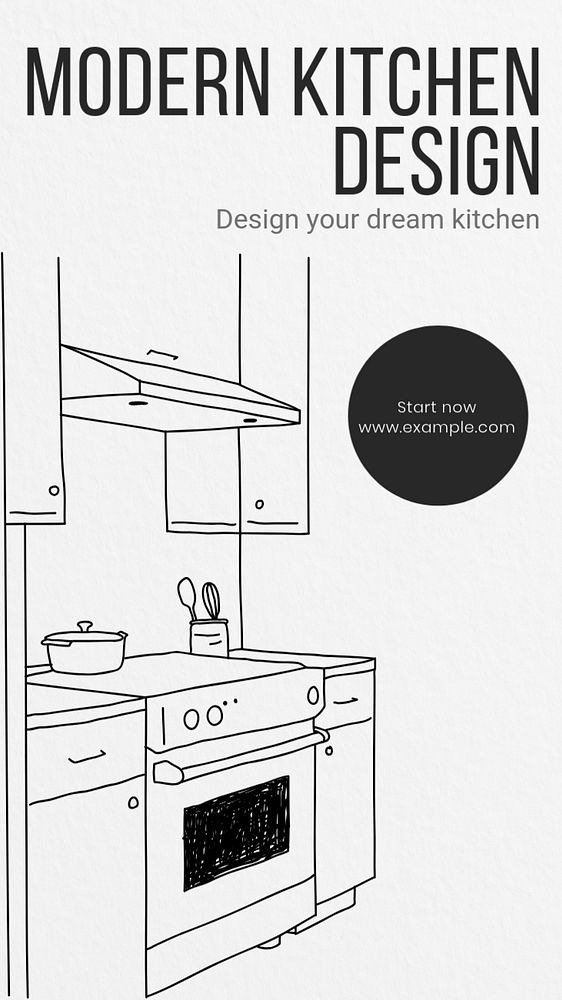 Modern kitchen design  Instagram story template, editable text