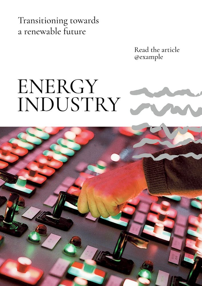 Energy industry  poster template, editable text and design