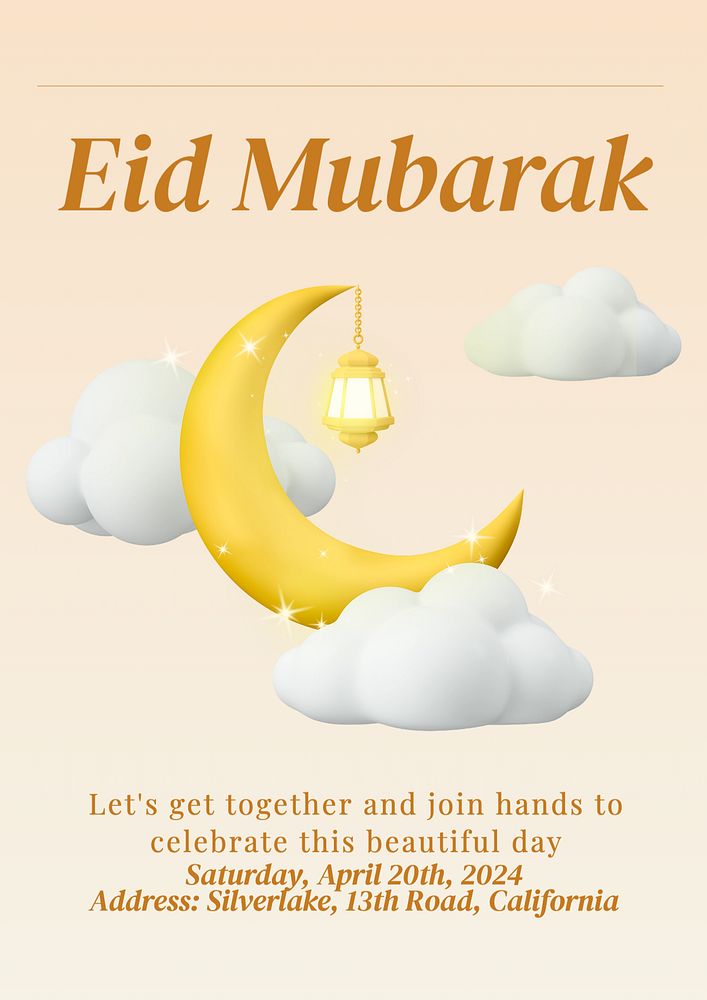 Eid mubarak  poster template, editable text and design