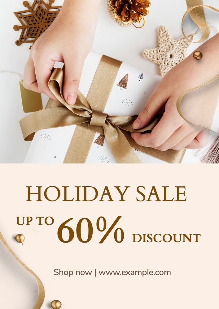 Holiday sale poster template, editable text and design