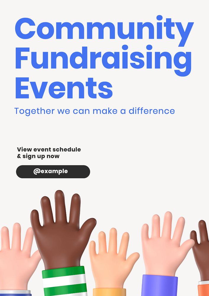 Community fundraising & events  poster template, editable text and design