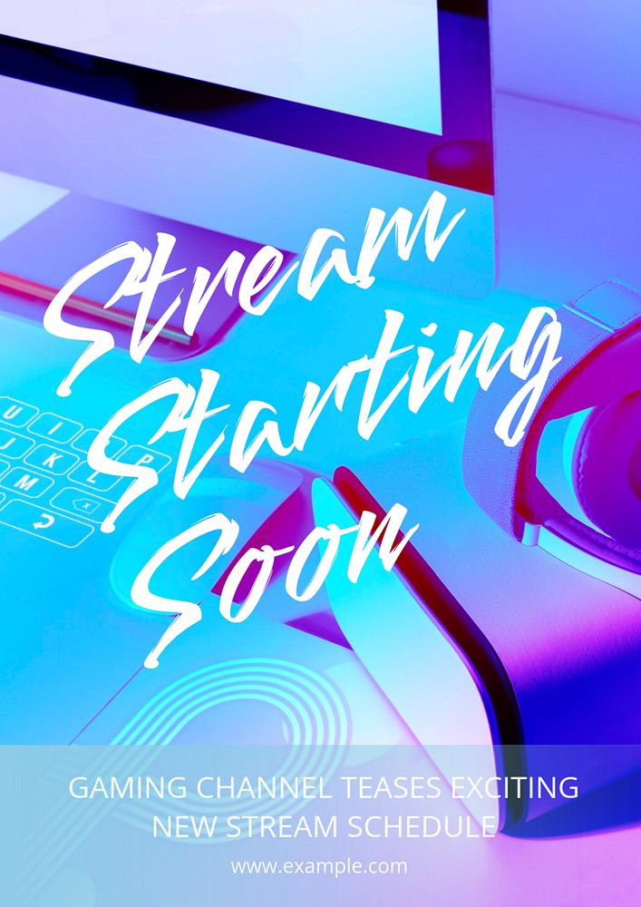 Stream starting  poster template, editable text and design