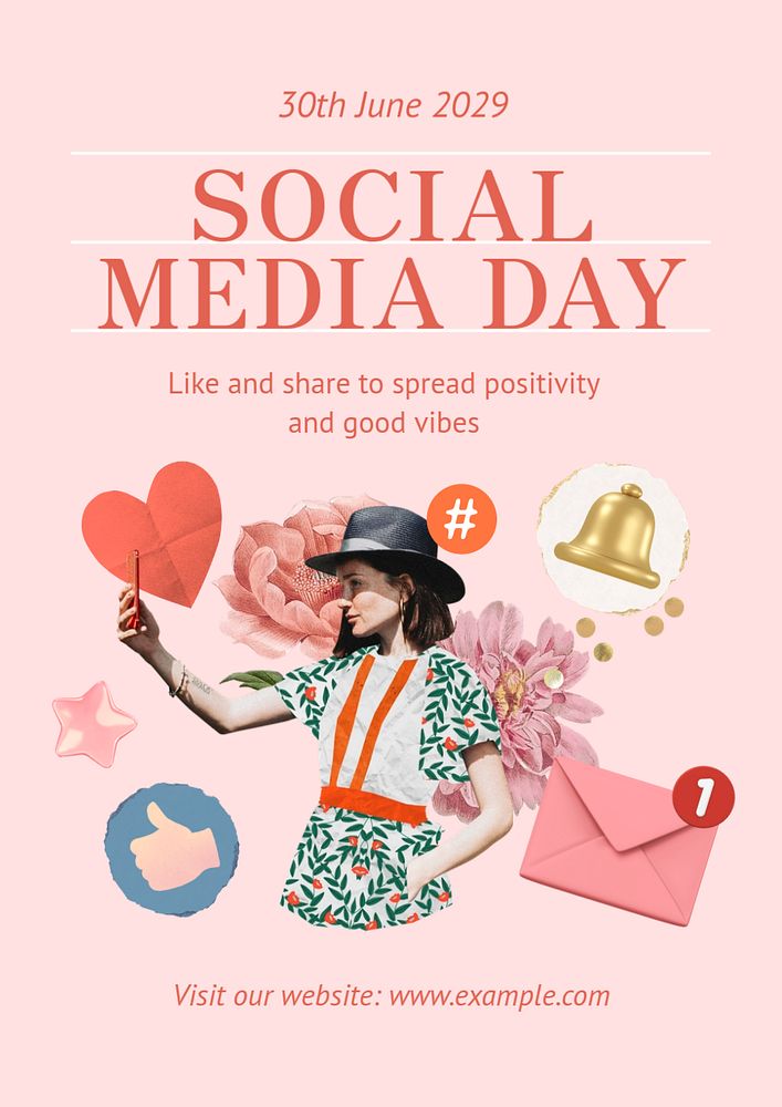 Social media day poster template, editable text and design