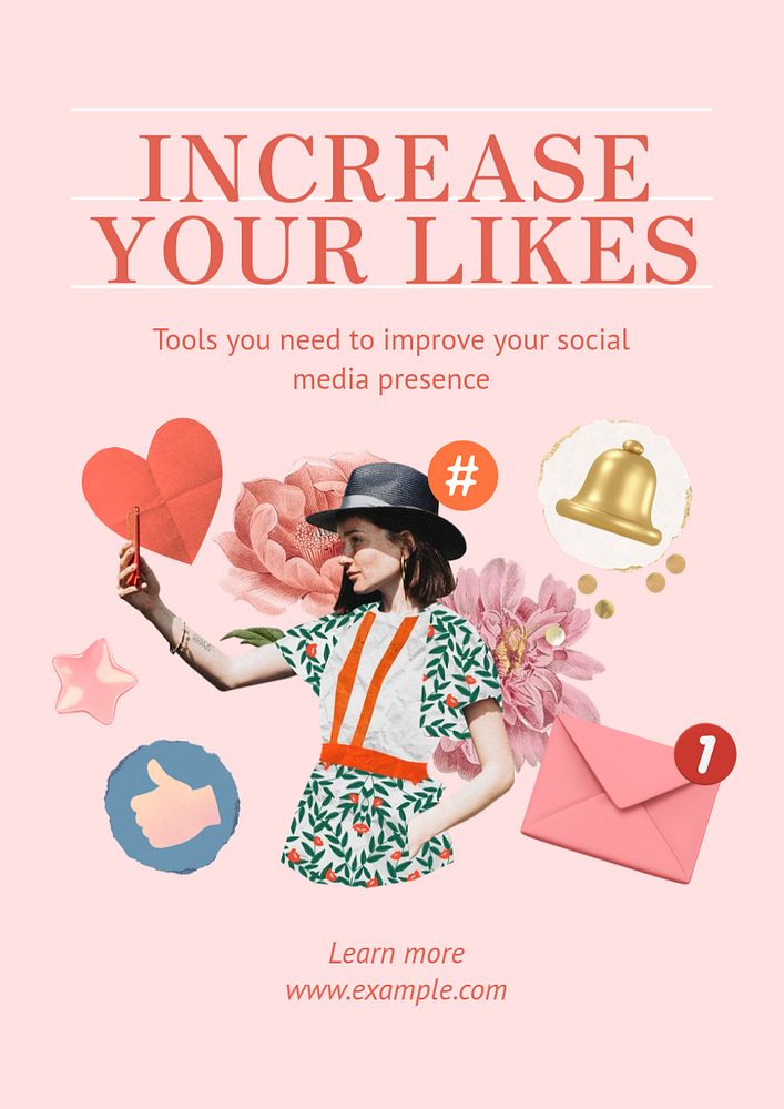 Increase your likes poster template, editable text and design