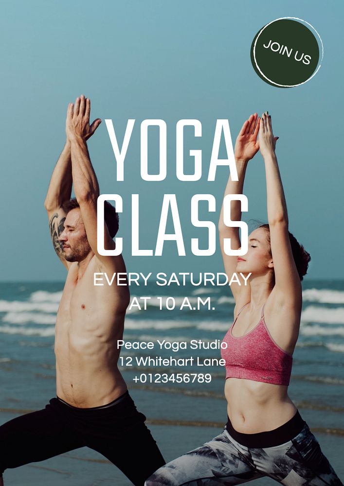 Yoga class poster template, editable text and design