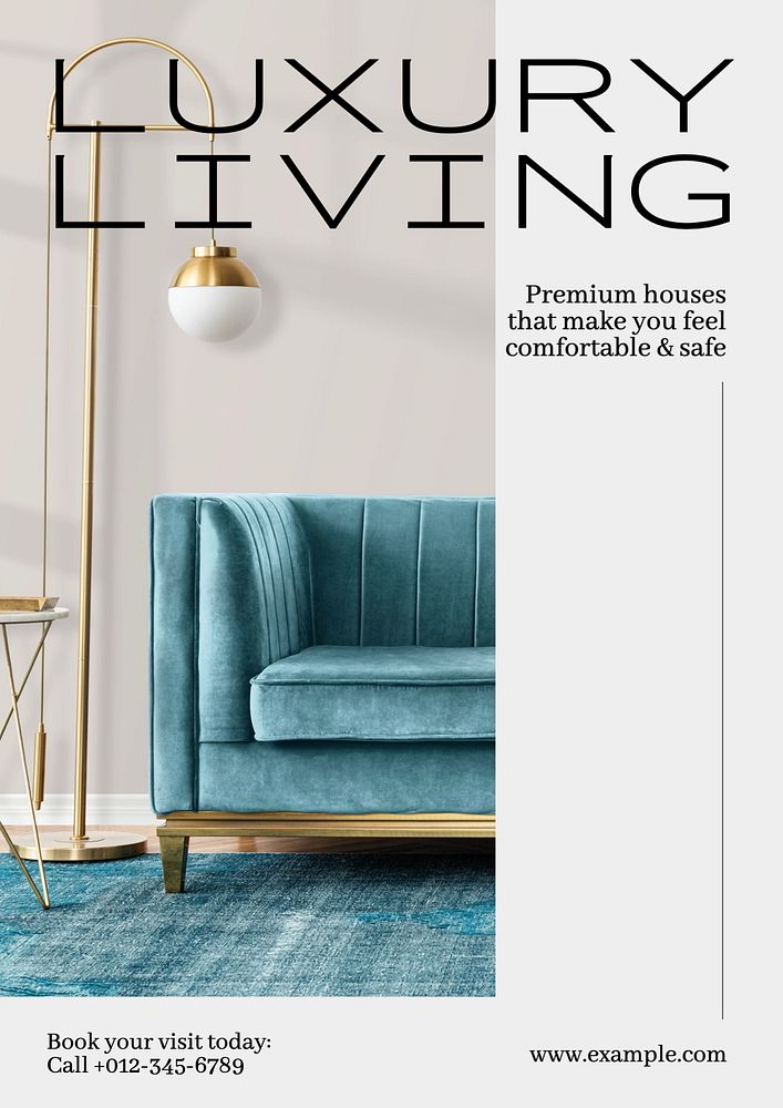 Luxury living  poster template, editable text and design