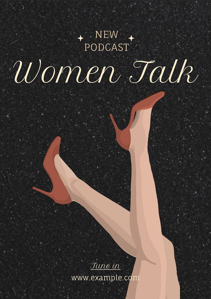 Women podcast poster template, editable text and design