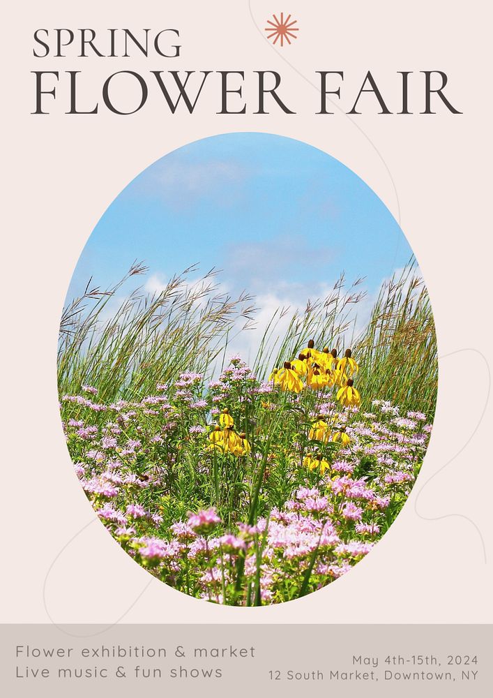 Spring flower fair poster template, editable text and design