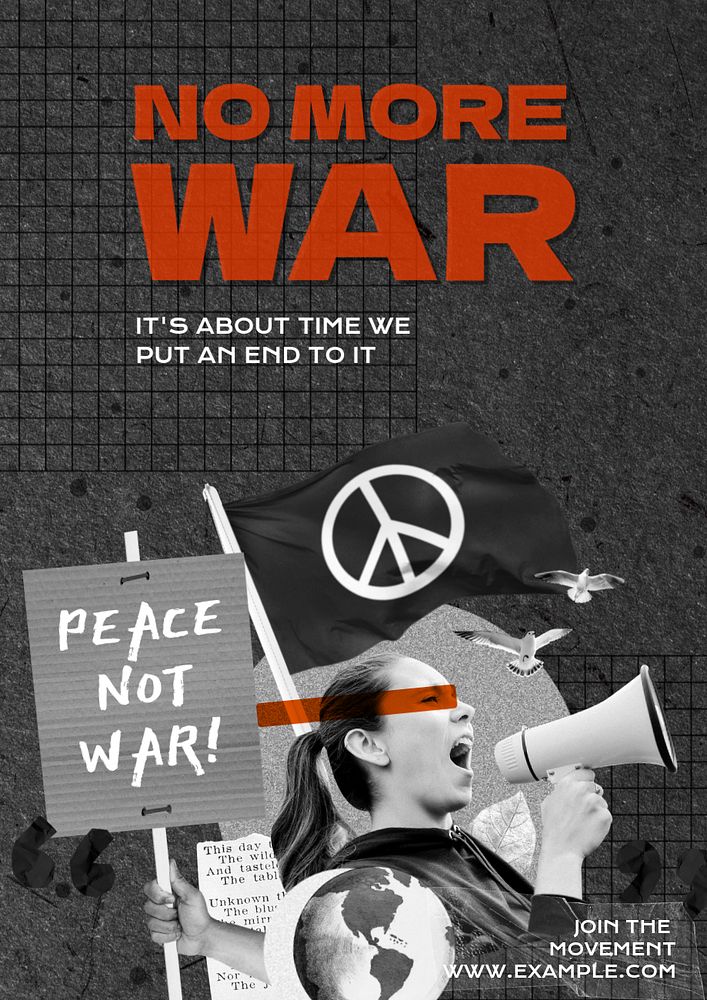 No more war poster template, editable text and design