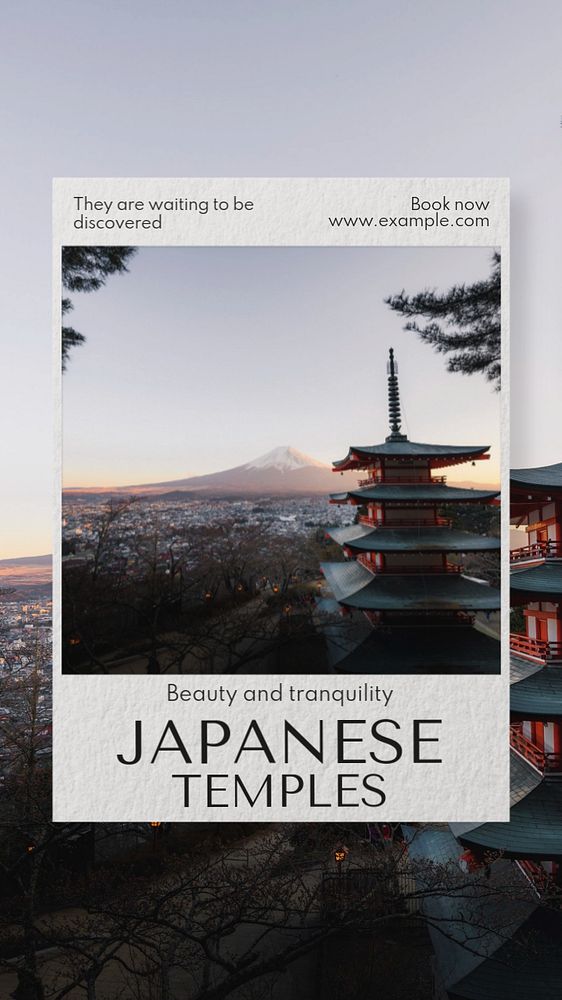 Japanese temples Instagram story template, editable text