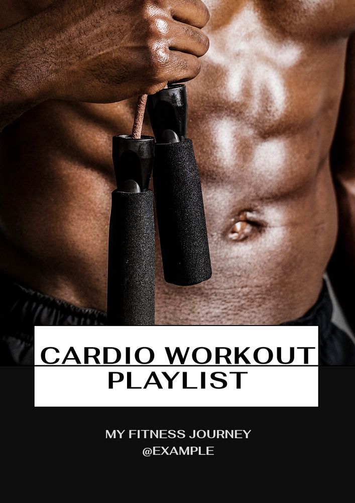 Cardio workout playlist poster template, editable text and design