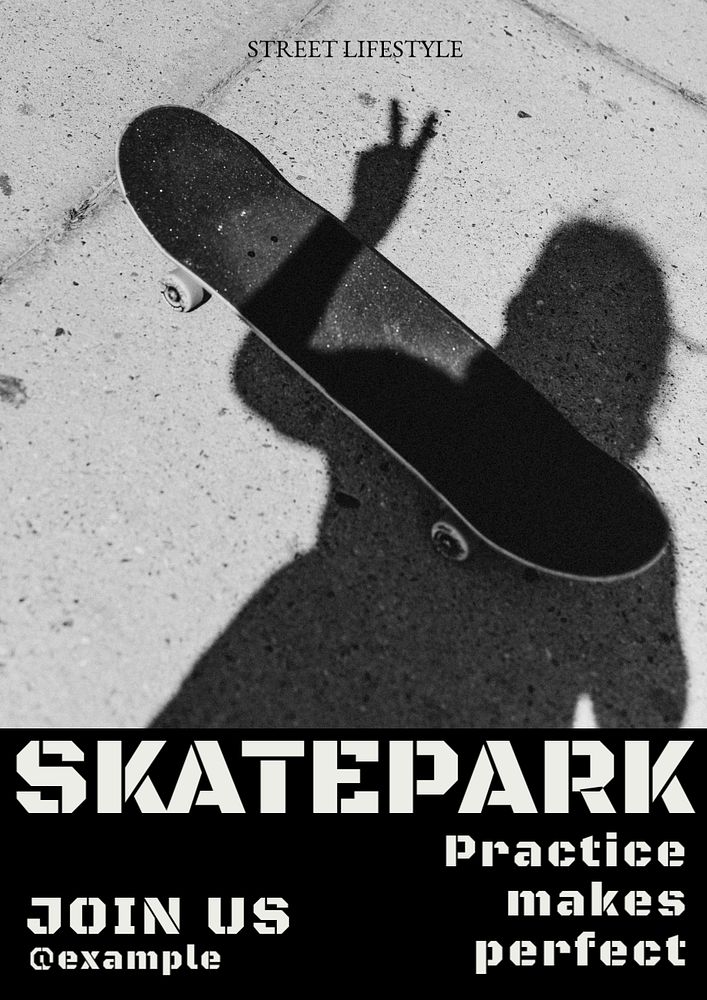 Skatepark near you poster template, editable text and design