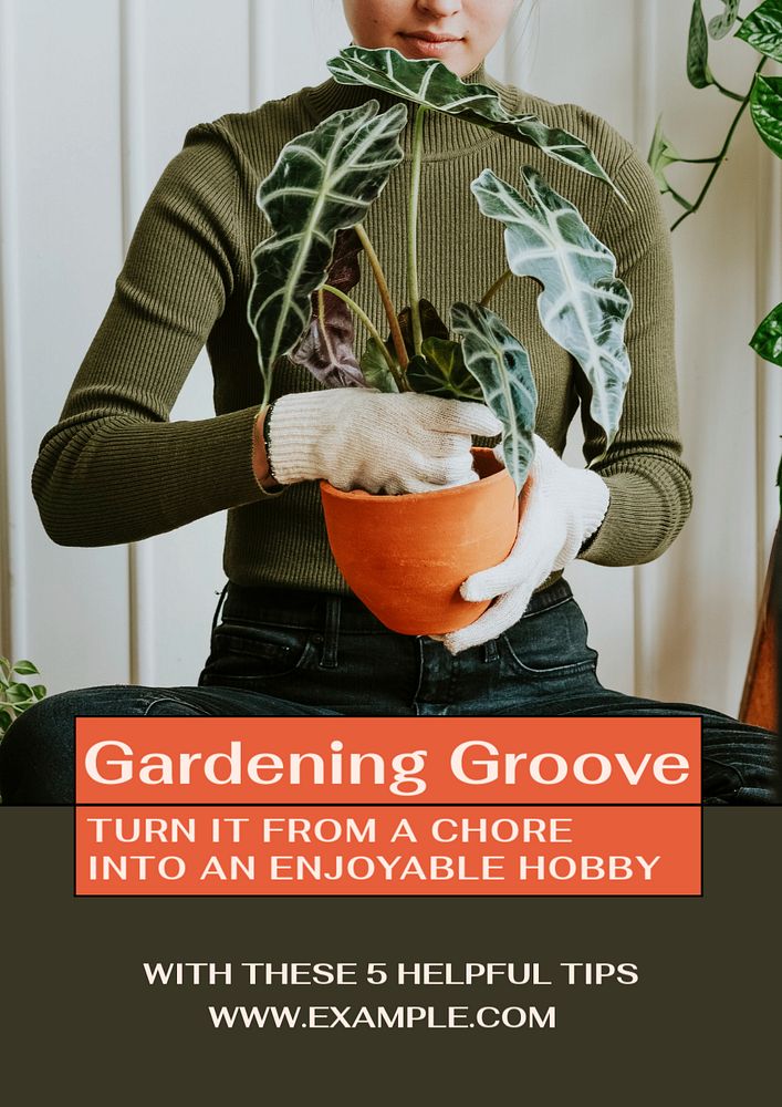 Gardening poster template, editable text and design