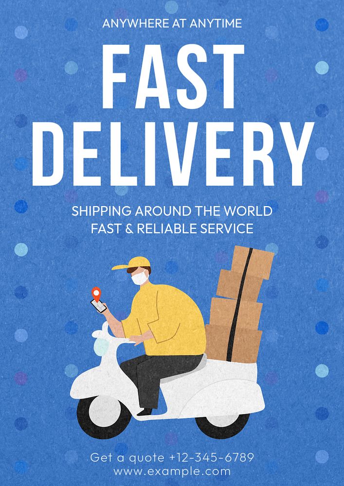 Fast delivery poster template, editable text and design