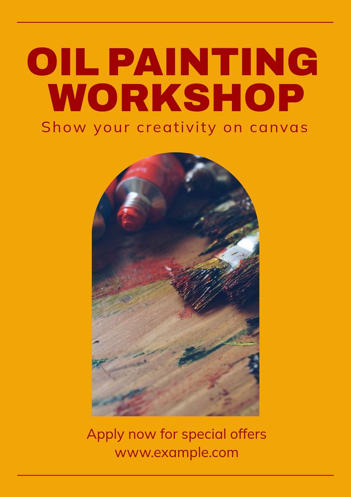 Art workshop poster template, editable text and design