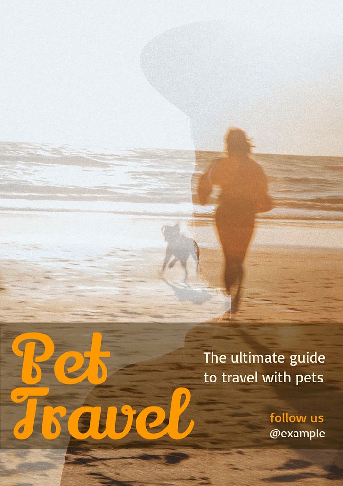 Pet travel poster template, editable text and design