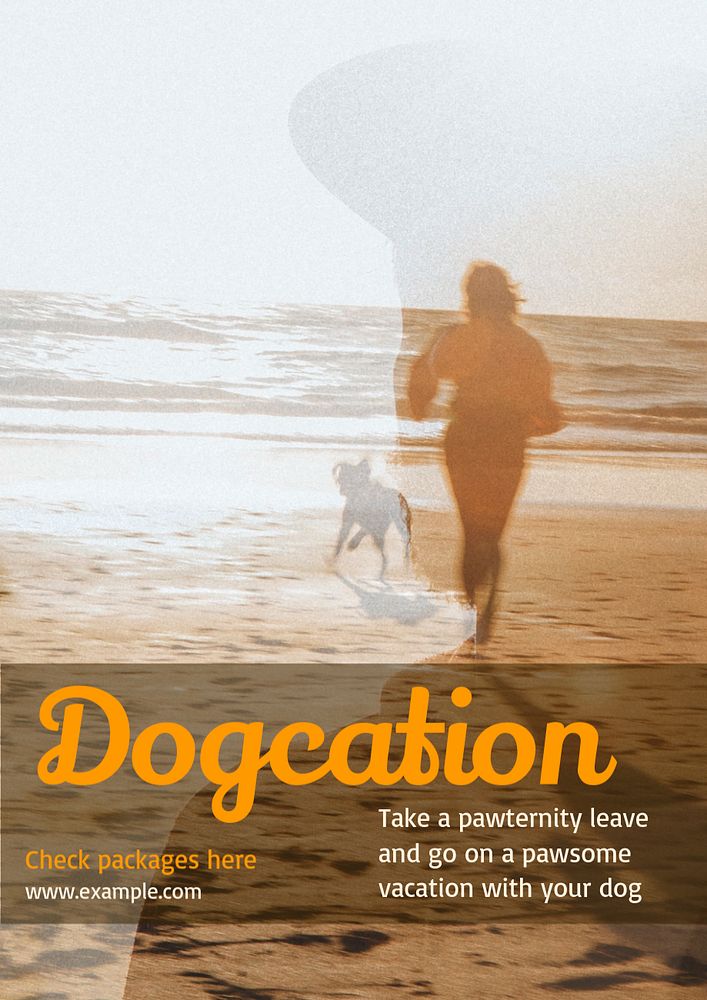 Dog vacation poster template, editable text and design