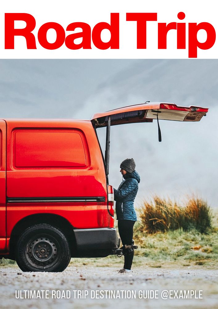 Road trip poster template, editable text and design