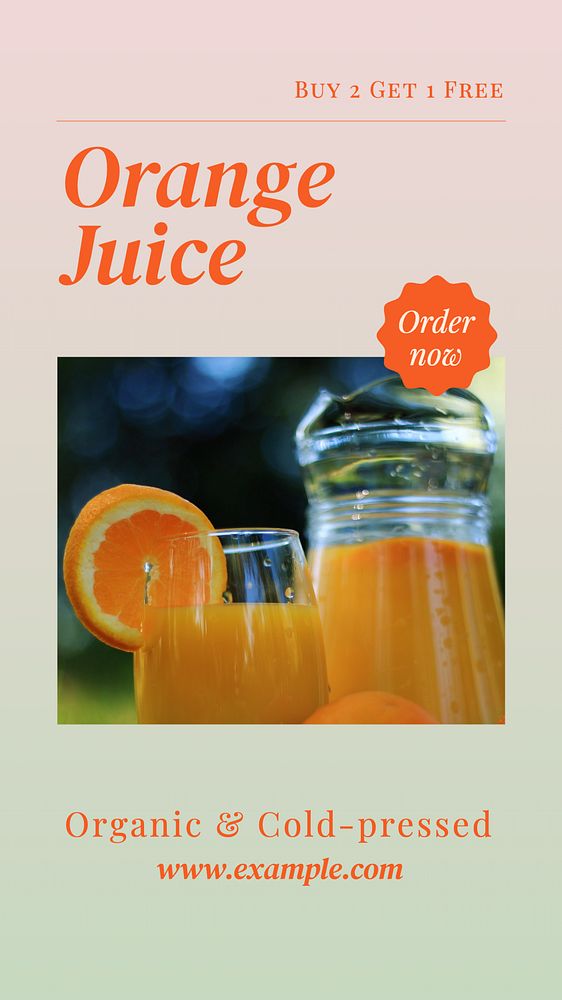 Orange juice  Instagram story template, editable text