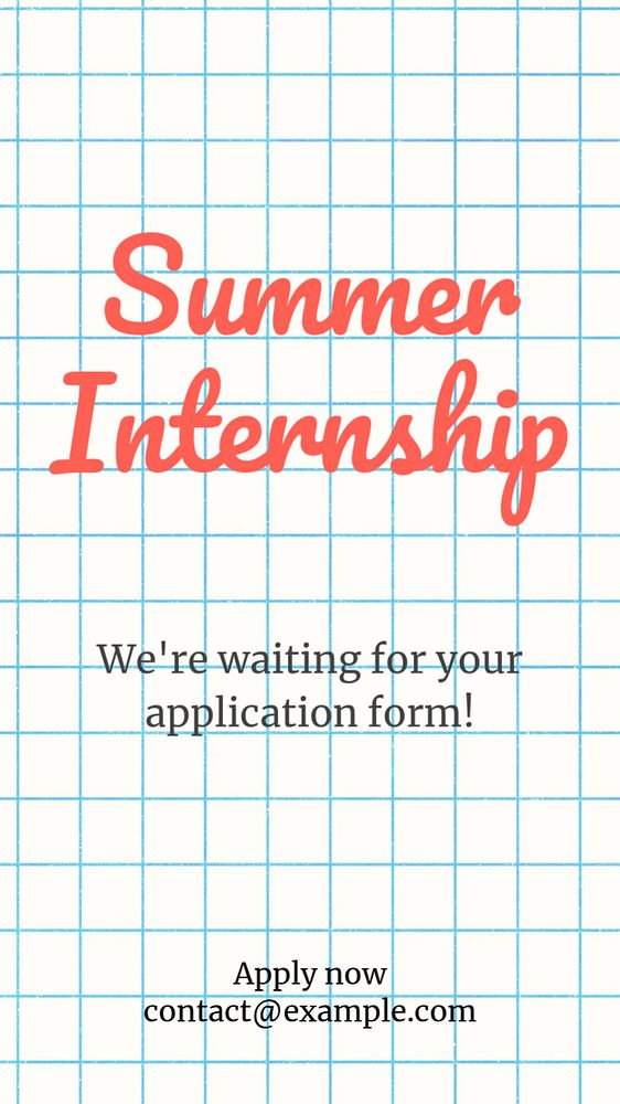 Summer internship Instagram story template, editable text