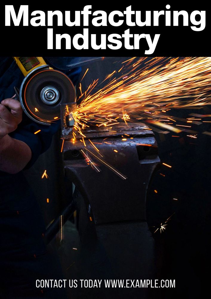 Manufacturing industry poster template, editable text and design