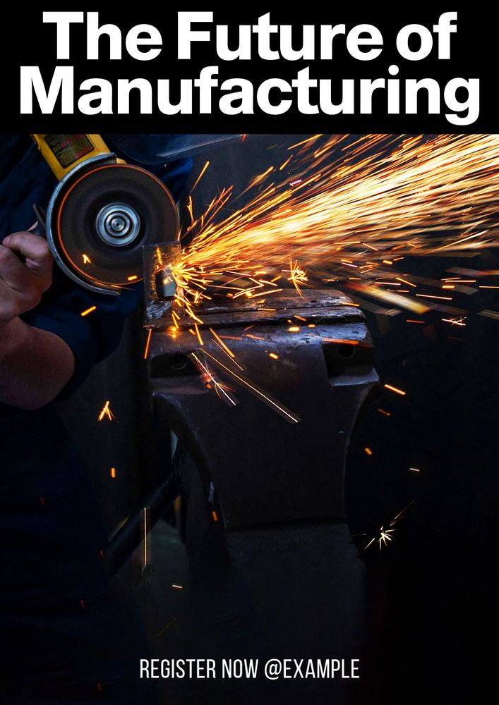 Manufacturing industry poster template, editable text and design