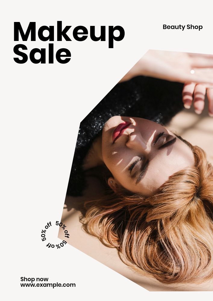 Makeup sale poster template, editable text and design