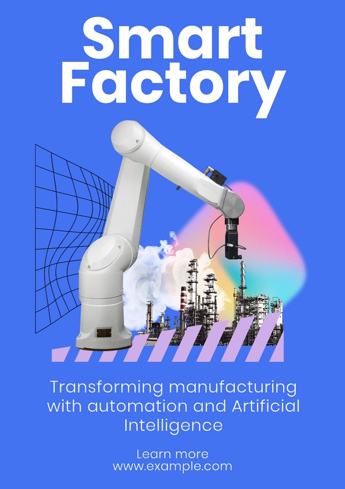 Smart factory ads poster template, editable text and design