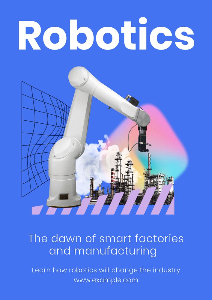 Robotics and manufacturing poster template, editable text and design