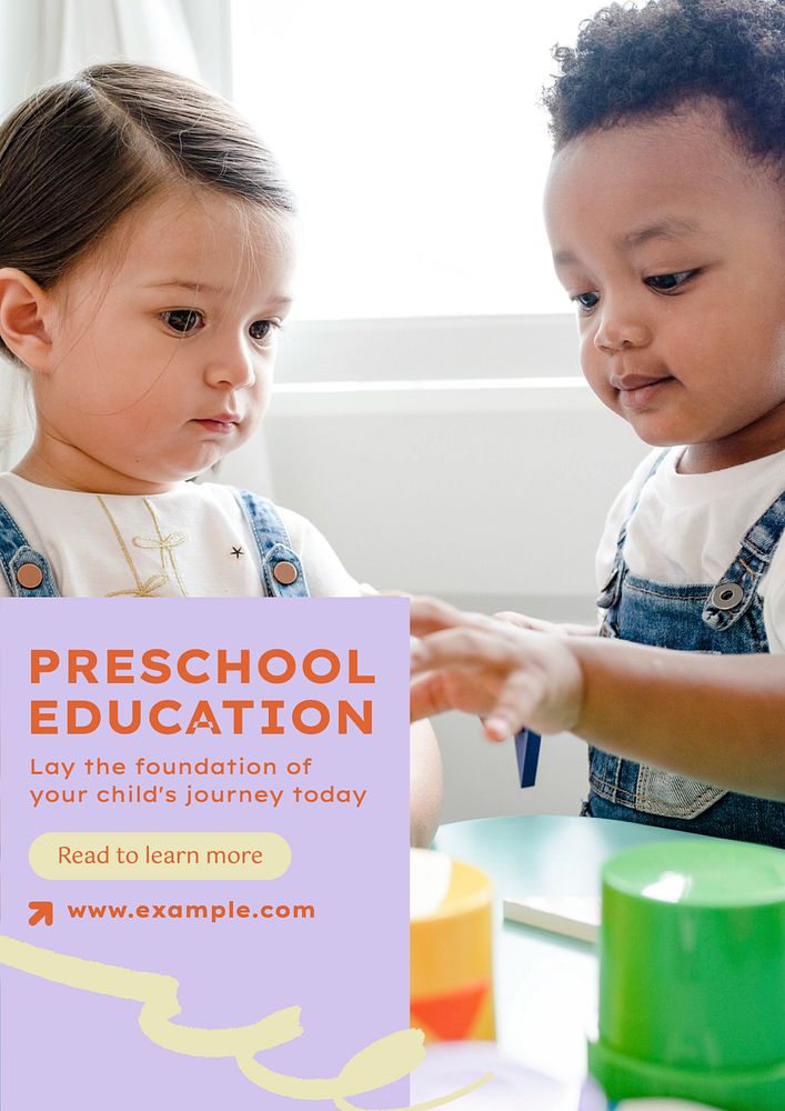 Preschool education  poster template, editable text and design