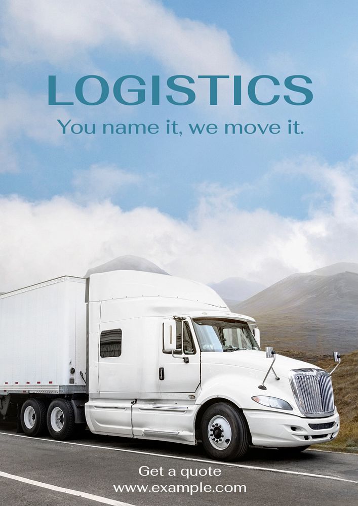 Logistics poster template, editable text and design