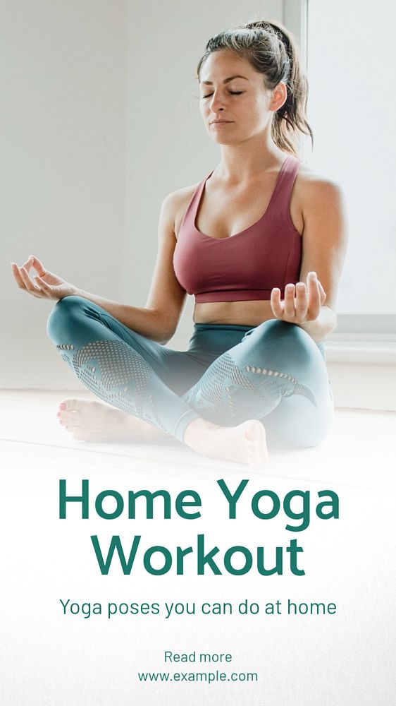 Home yoga workout Instagram story template, editable text