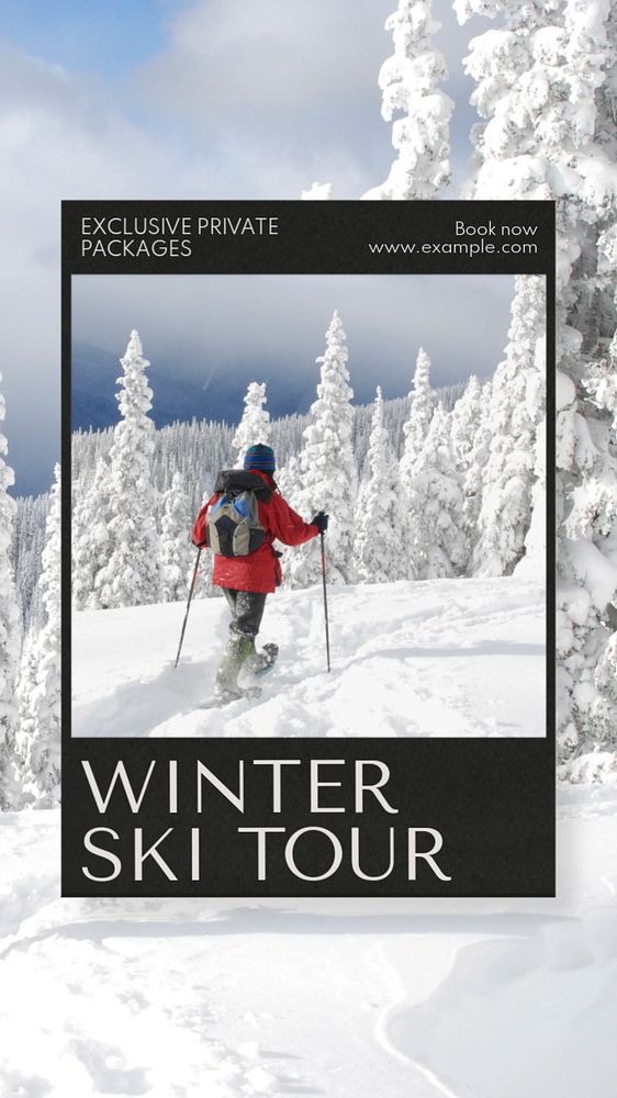 Winter ski tour  Instagram story template, editable text