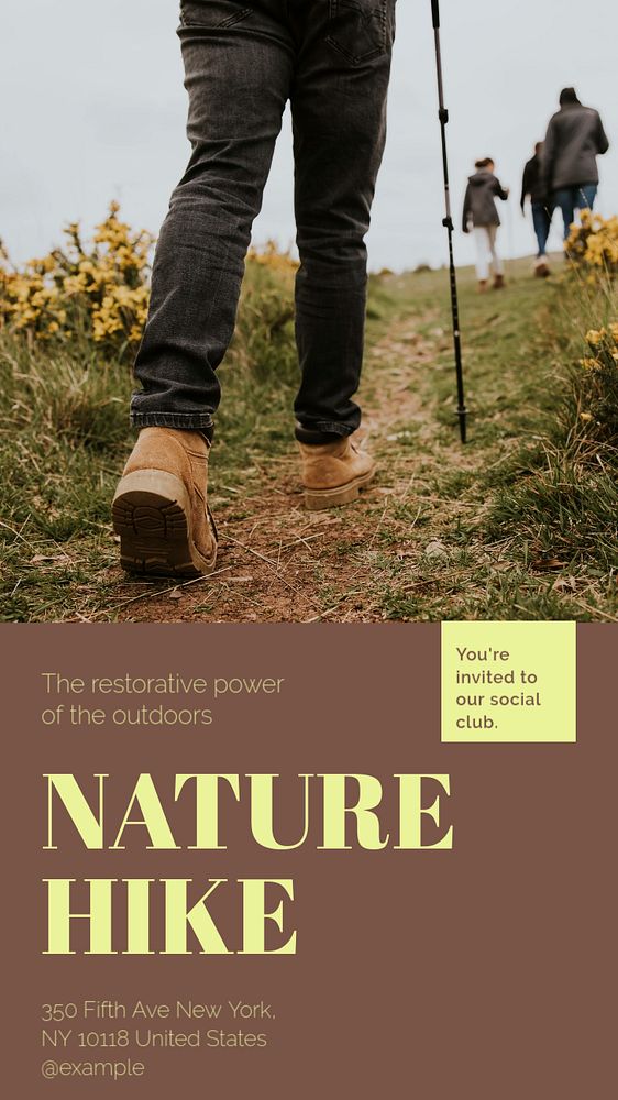 Nature hike Instagram story template, editable text