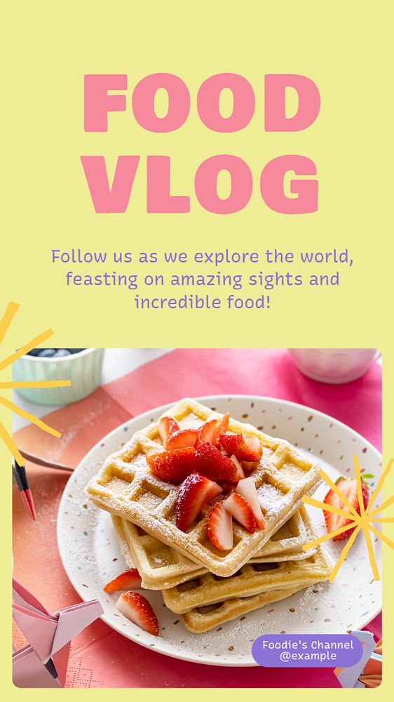 Food vlog Instagram story template, editable text