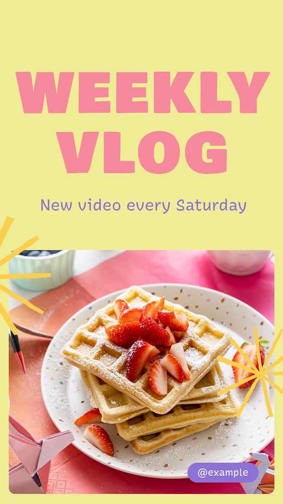 Weekly vlog Instagram story template, editable text