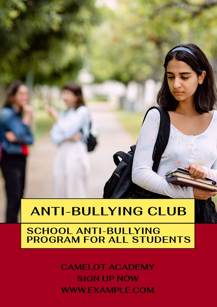 Anti-bullying club poster template, editable text and design