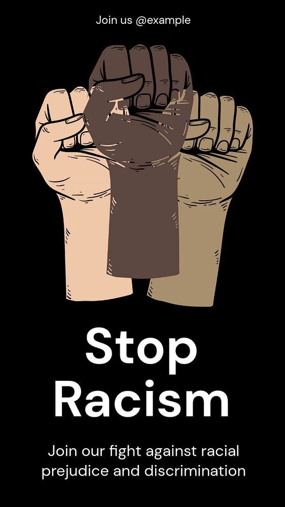 Stop racism Instagram story template, editable text