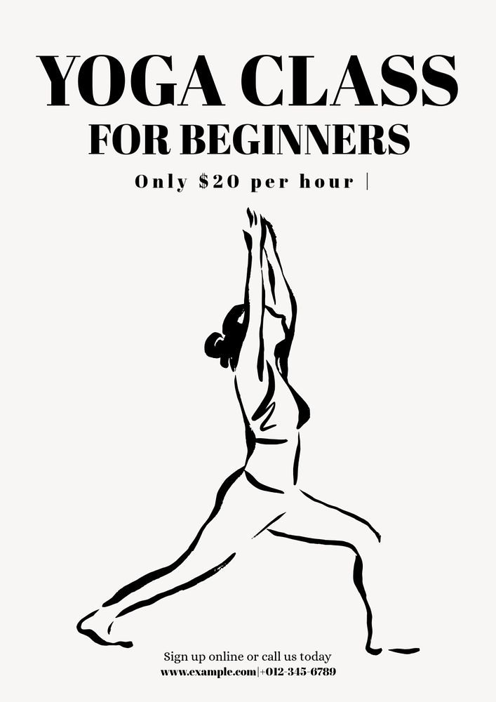 Yoga class poster template, editable text and design