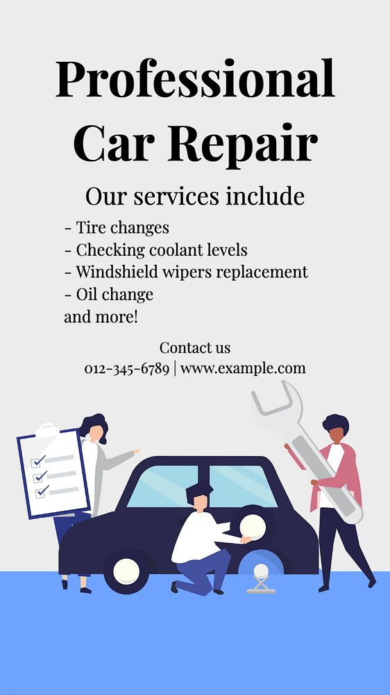 Professional car repair Instagram story template, editable text