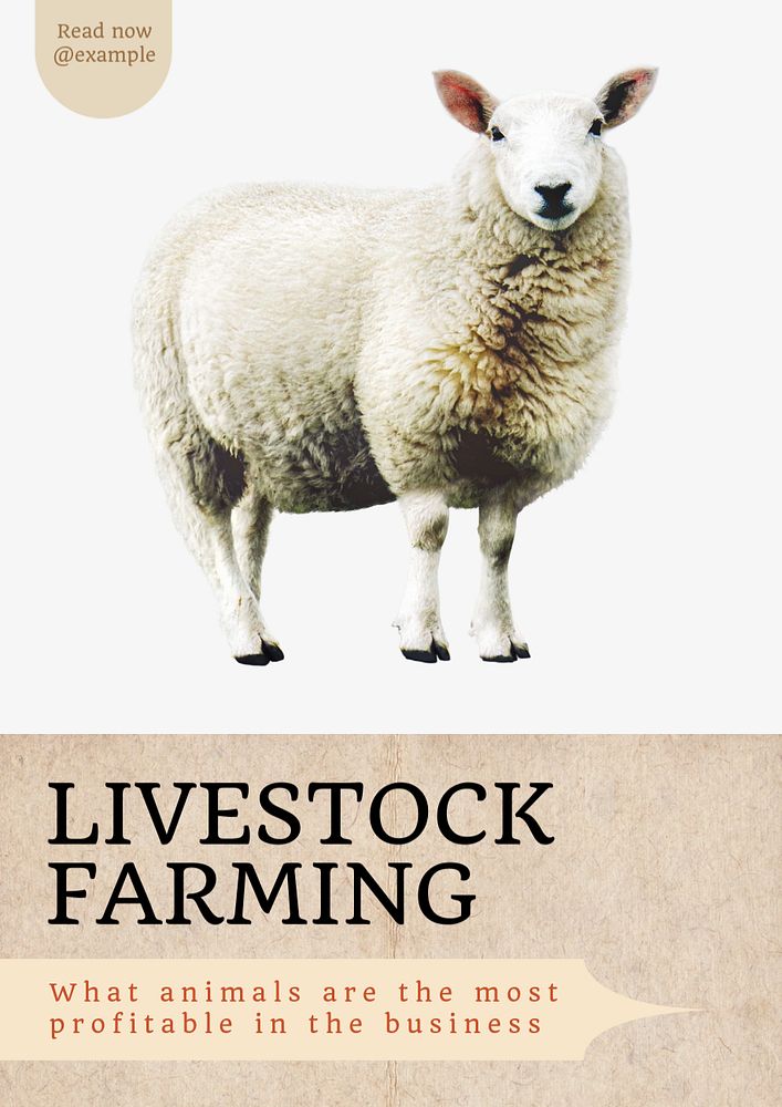 Livestock farming poster template, editable text and design