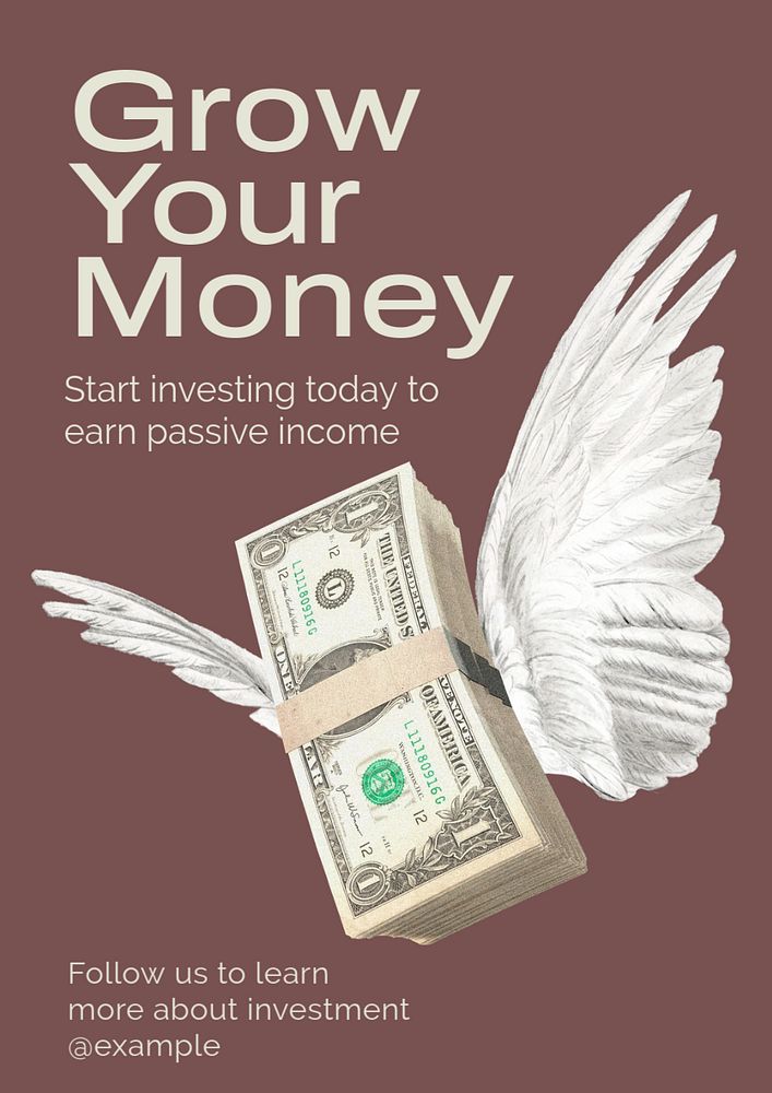 Grow your money poster template, editable text and design