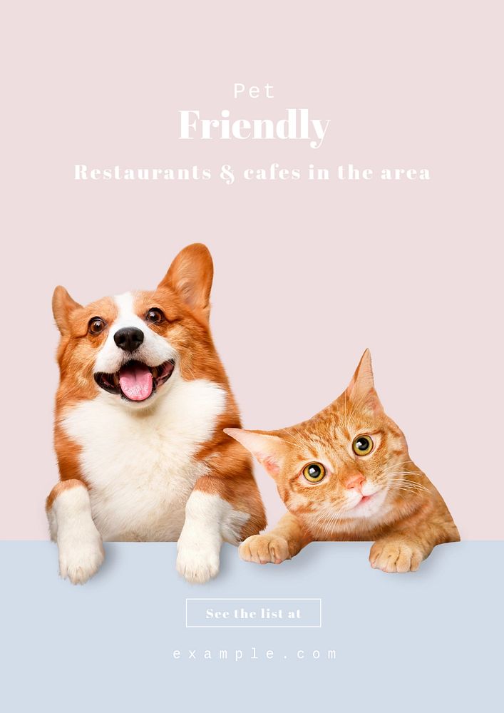 Pet friendly businesses poster template, editable text and design