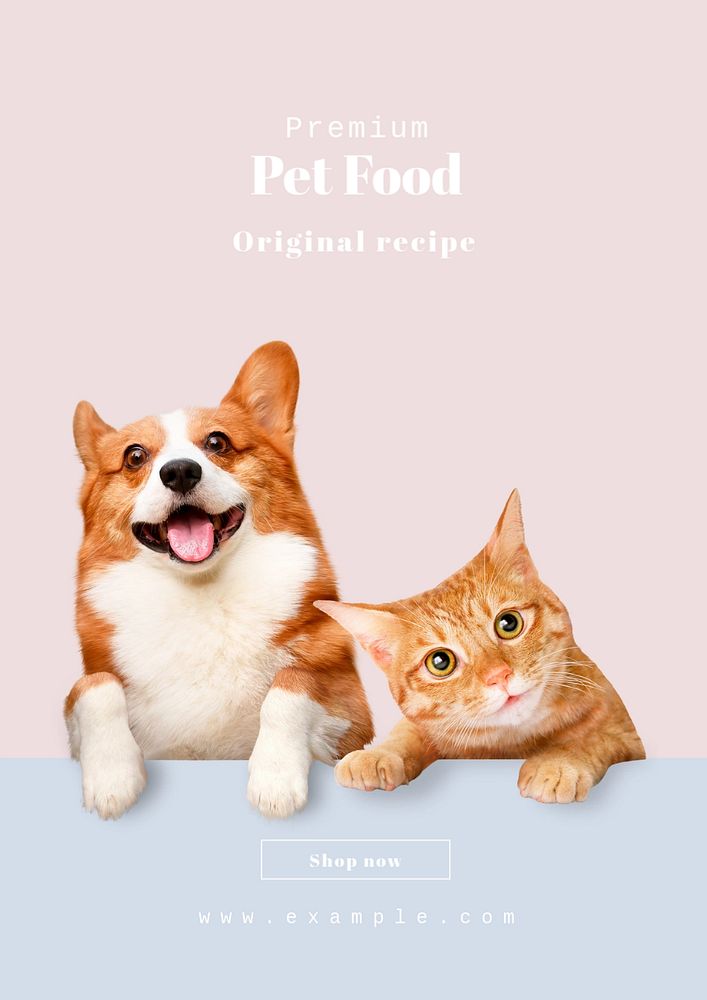 Premium pet food poster template, editable text and design