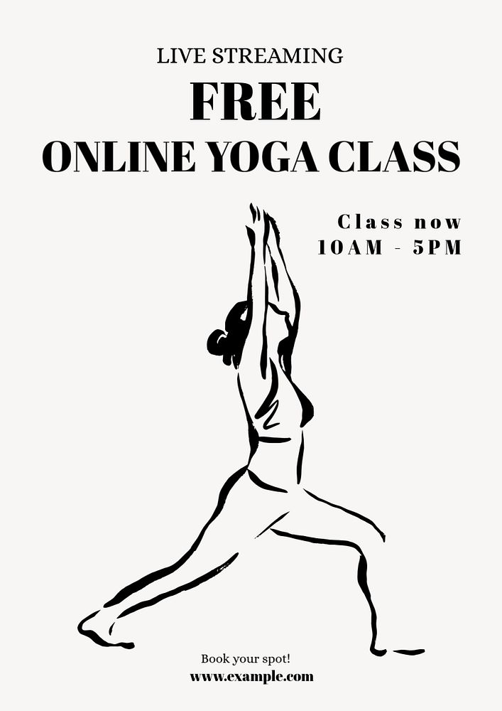 Yoga class poster template, editable text and design