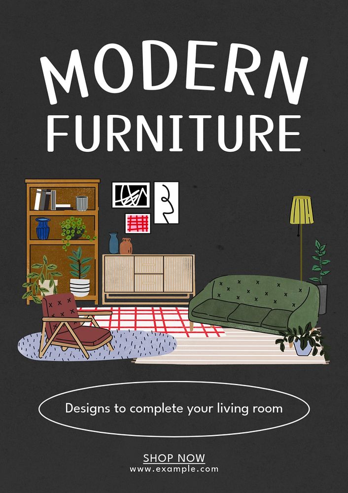 Modern furniture poster template, editable text and design