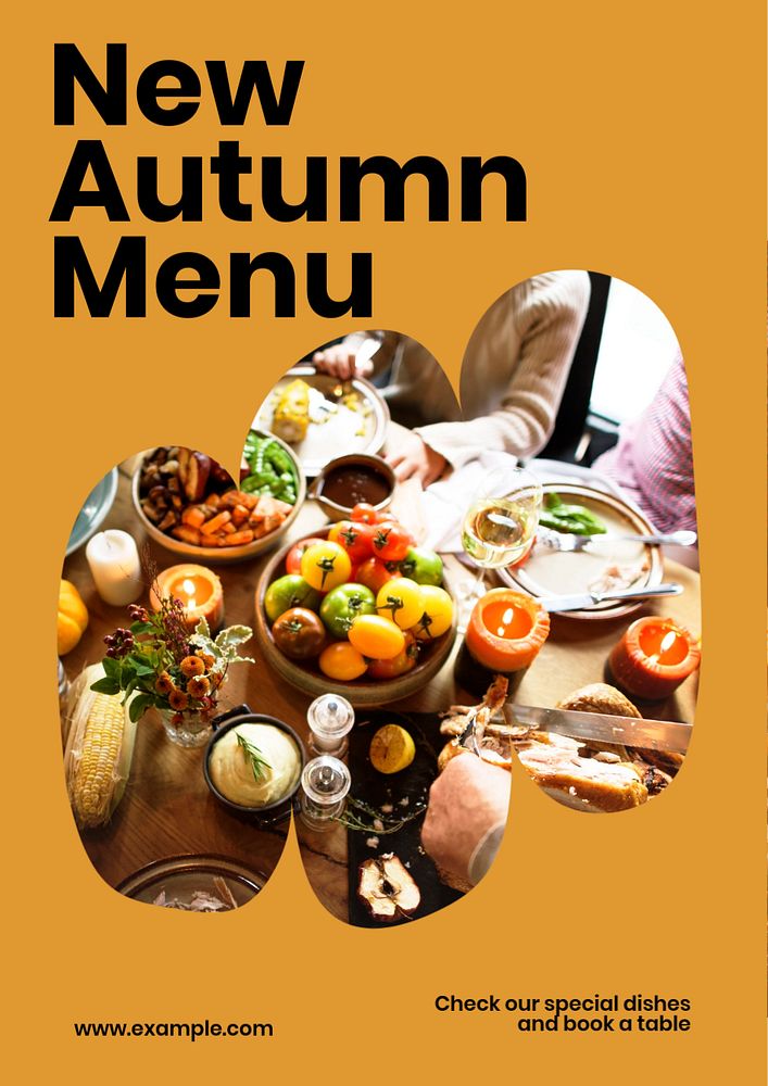 New Autumn menu poster template, editable text and design